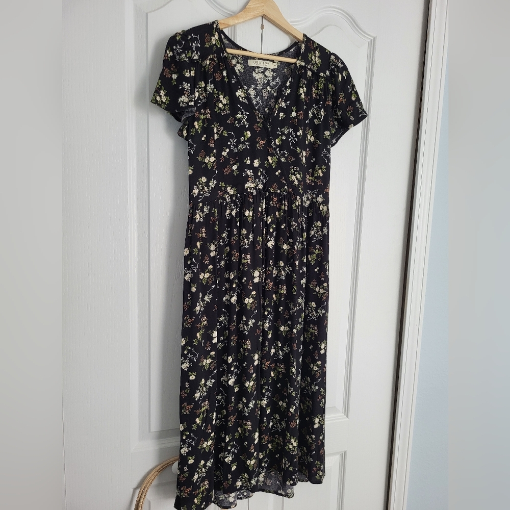 Christy Dawn Black Floral Dress Size Petite Small